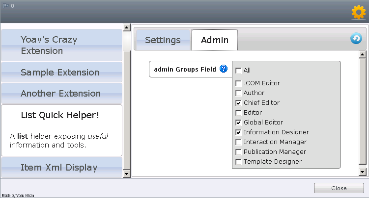 Extensions Manager - Groups Field